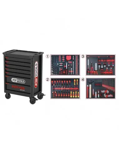 Remise Servante d‘atelier POWER 7 tiroirs équipée de 208 outils Édition limitée 2026 826.7206F - KS Tools