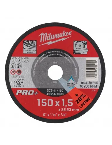 Dernière Chance Disques à tronçonner pour métaux PRO+ SCS 41/150 x 1,5 x 22,23 mm 4932471386 - Milwaukee