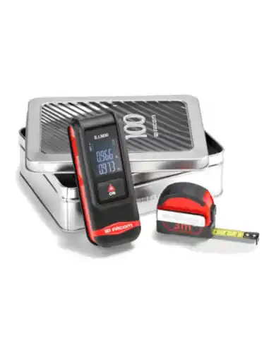 Haute Qualité Composition mesure laser + mètre a ruban 3m dos magnétique compact en coffret - E.LM30CM100Y - Facom