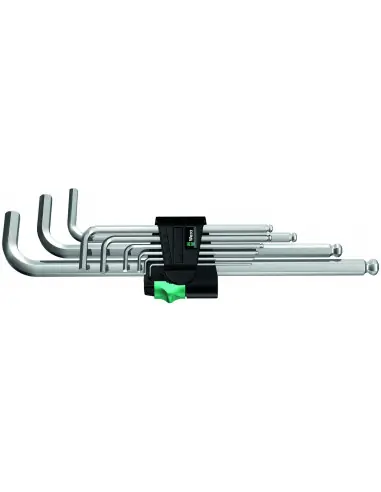 Dernière Chance Cle mâle 6 pans tête spherique chromé 950/+ PKL hex-plus 1 SB (jeu de 9) - 05073391001 - Wera