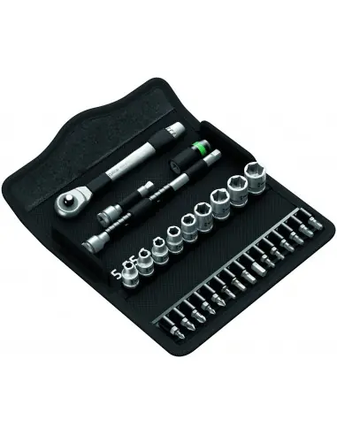 Jeu de cliquet Zyklop metal pusch 1/4" 8100 SA 7 (28 pièces) - 05004017001 - Wera Réduction