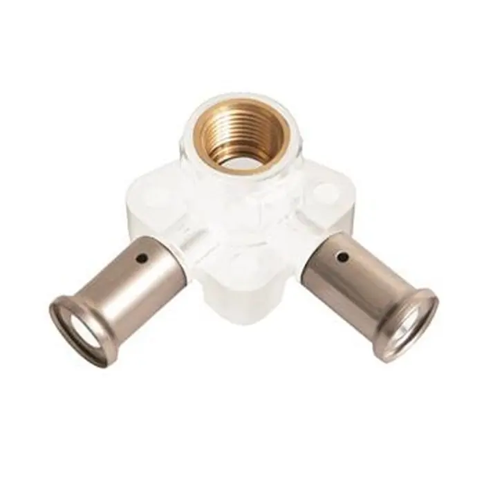 Coude double multicouche PVDF blanc à sertir Ø16x2,0 - Femelle 1/2‘‘ - Ø16x2,0 - Henco Affaire À Saisir
