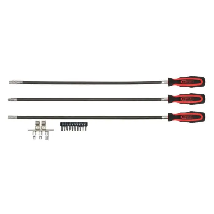 Certifié Jeu de 3 tournevis flexibles ERGOTORQUE, Longueur 500 mm et 16 accessoires - KS TOOLS
