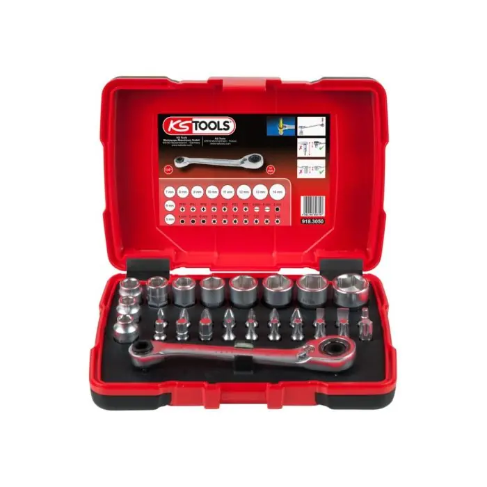 Commander Vite Coffret de 31 douilles traversantes de 5 à 14 mm et embouts de vissage 1/4" - KS TOOLS
