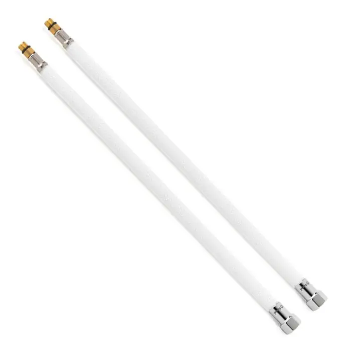 Réduction 2 Flexibles sanitaires BLANC POLYMÈRE Øintér.8mm - Femelle 3/8" CHROMÉ - Mâle M10x1 - 400mm - TAQ PREMIUM