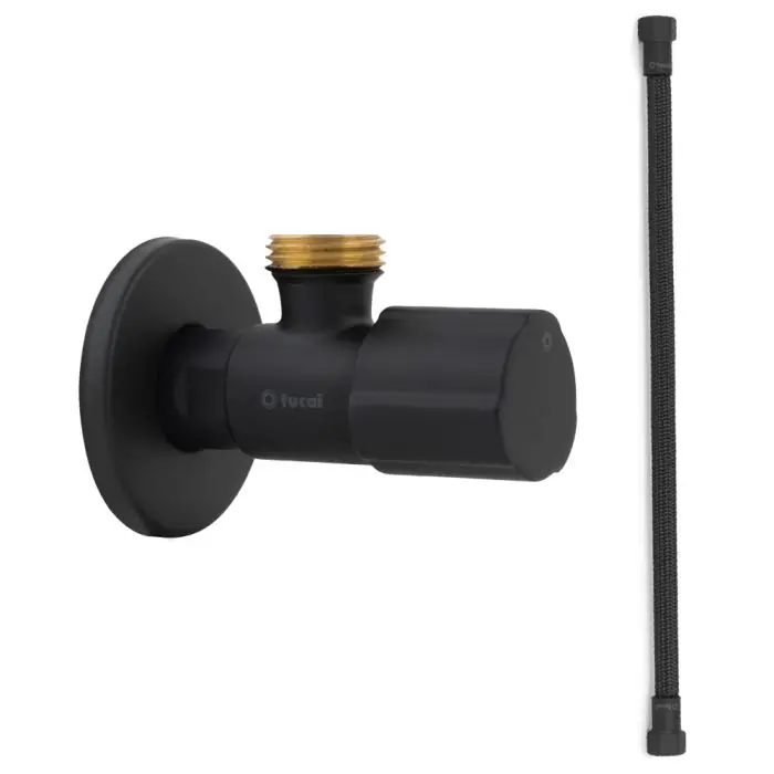 Robinet ACS NOIR MAT – M 1/2&Prime;/M 3/8&Prime; + Flexible 300mm NOIR POLYMÈRE Øintér.8mm- F/F 3/8&Prime; – Tucai Quantité Limitée