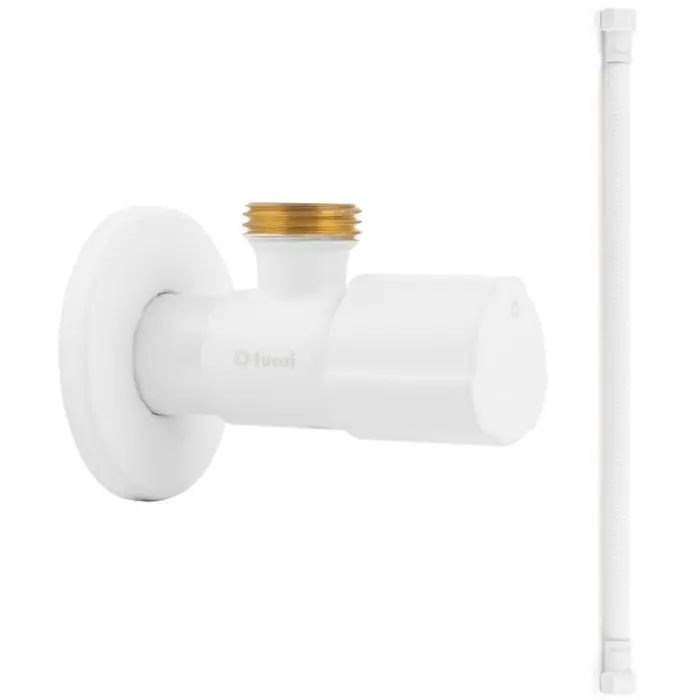 Expédition Rapide Robinet ACS BLANC MAT – M 1/2&Prime;/M 3/8&Prime; + Flexible 400mm BLANC POLYMÈRE Øintér.8mm- F/F 3/8&Prime; – Tucai