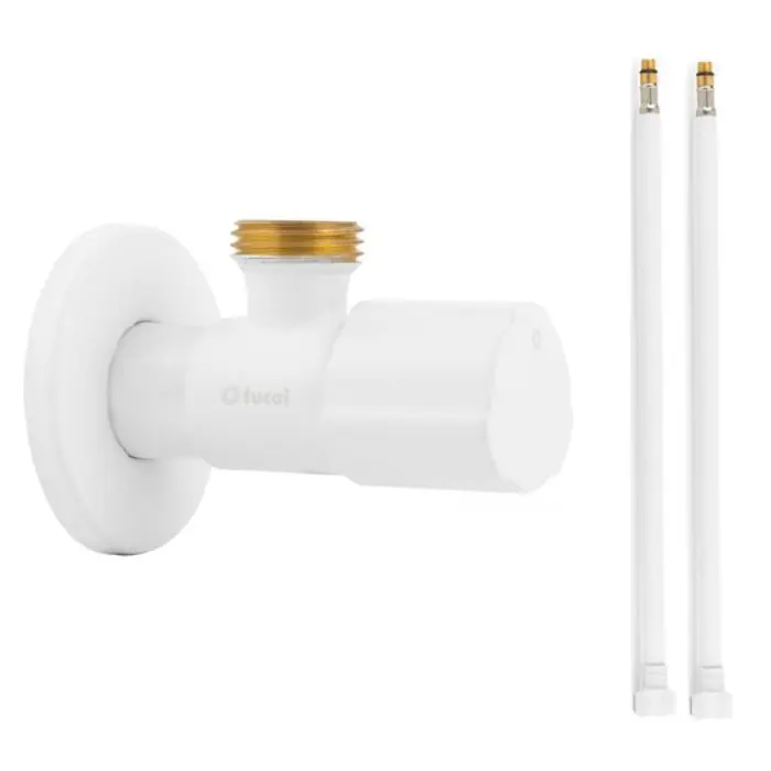 Acheter En Ligne Robinet ACS BLANC MAT – M 1/2&Prime;/M 1/2&Prime; + 2 Flexibles 500mm BLANC POLYMÈRE Øintér.8mm – F 1/2&Prime; M10X1 – Tucai