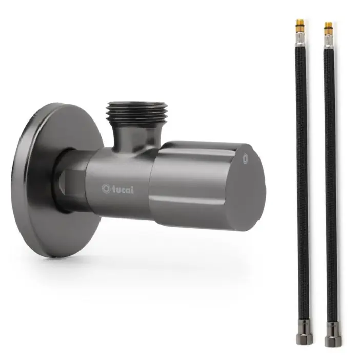 Satisfait Ou Remboursé Robinet ACS NOIR ACIER – M 1/2&Prime;/M 1/2&Prime; + 2 Flexibles 500mm NOIR POLYMÈRE Øintér.8mm – F 1/2&Prime; M10X1 – Tucai