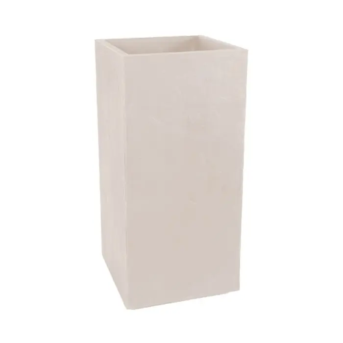 Pas Cher Bac VOLCANIA Beige calcaire – carré Dim. 39,5 x 39,5 x 80 cm – 31L – EDA
