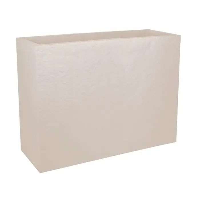 Jardinière muret LOFT XL VOLCANIA double paroi décor pierre – 99,5 x 29,5 x 78,5 cm – 63 L – Beige calcaire – EDA Prix Réduit