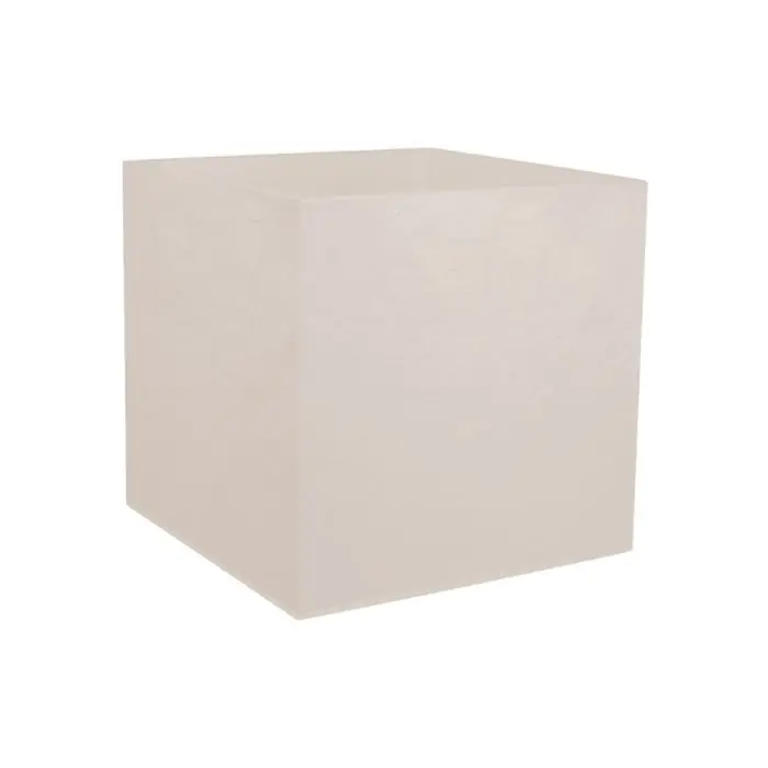 Pot carré VOLCANIA double paroi décor pierre – 49,5 x 49,5 x 49,5 cm – 57 L – Beige calcaire – EDA Paiement Sécurisé
