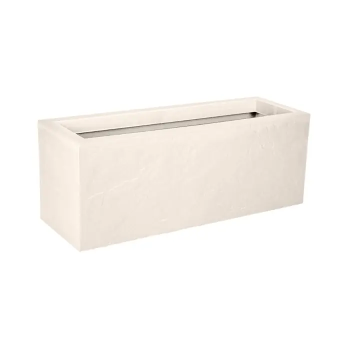 Jardinière VOLCANIA UP décor pierre – 79,5 x 29,5 x 29,5 cm – 57 L – Beige calcaire – EDA Vente Flash