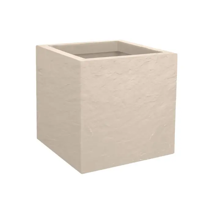 Carré VOLCANIA UP décor pierre – 29,5 x 29,5 x 29,5 cm – 21 L – Beige calcaire – EDA Marque