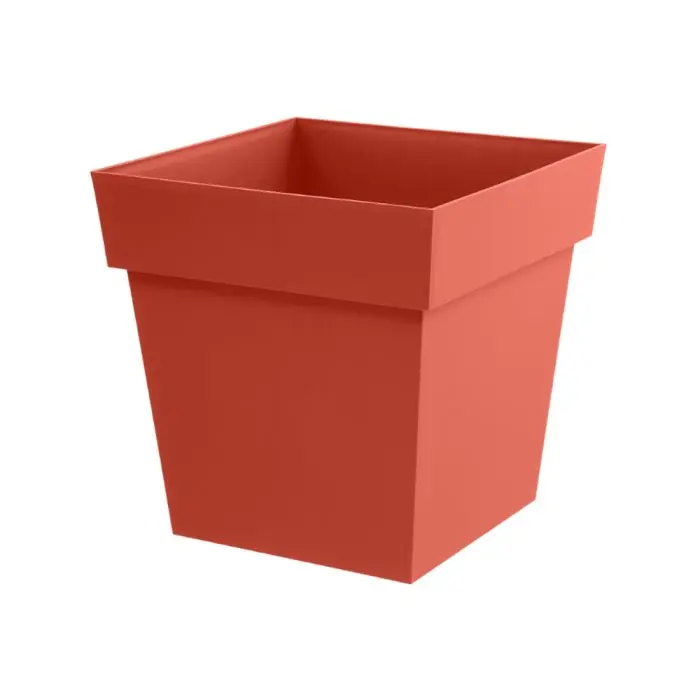 Pot de fleur Toscane Carré - 49,5 x 49,5 x 52,5 cm - 87 Litres - Orange Terre Battue - EDA Certifié
