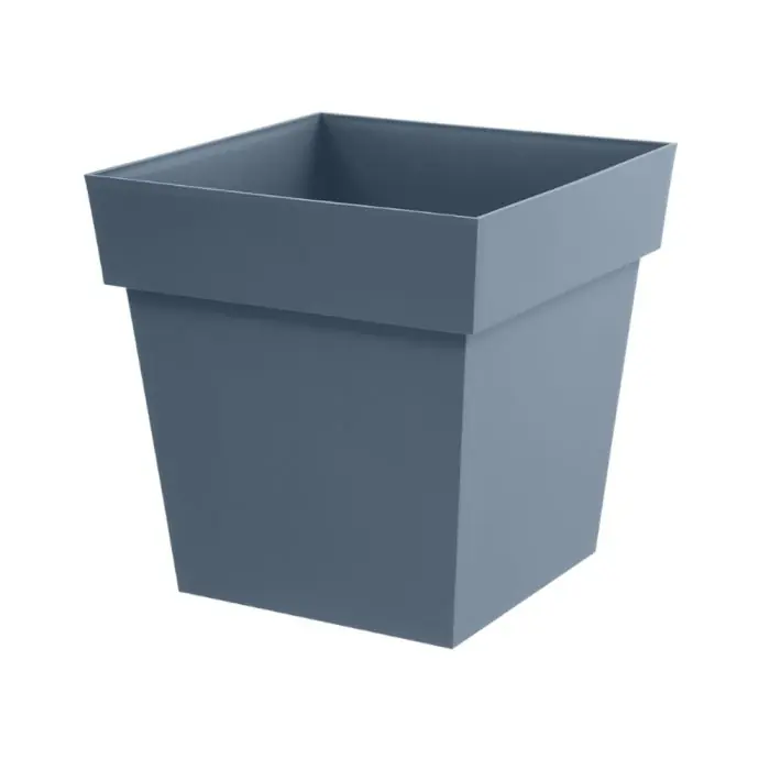 Satisfait Ou Remboursé Pot de fleur Toscane Carré - 49,5 x 49,5 x 52,5 cm - 87 Litres - Bleu Jean - EDA