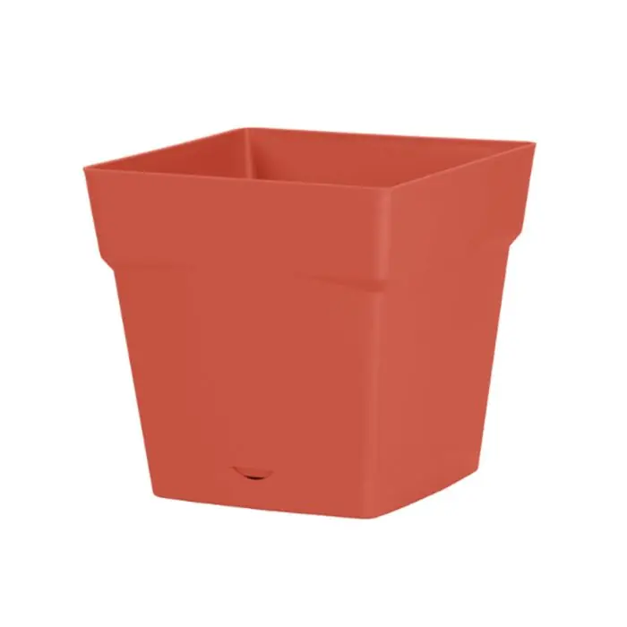 Produit De Marque Pot de fleur Toscane avec soucoupe 17,4x17,4x17cm carré - 3,4L - Orange Terre Battue - EDA