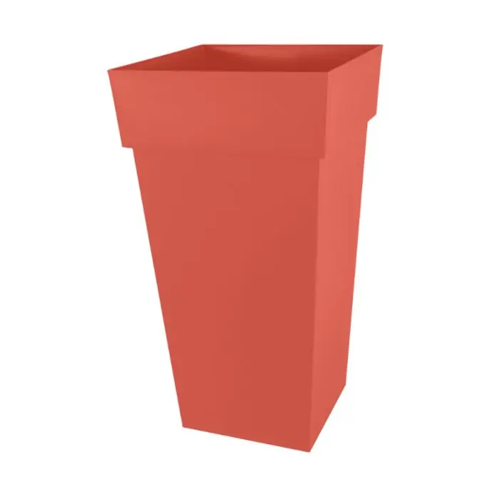 Offre Spéciale Pot de fleur Toscane XXL 43,3 x 43,3 x 80cm carré 98L - Orange Terre Battue - EDA