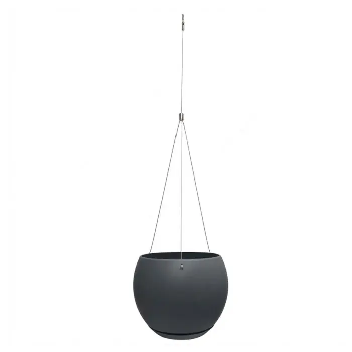 Suspension LUNE avec soucoupe clipsée et câble - Dim. 24 x 24 x 18 cm - Volume 6,5 L - Gris anthracite - EDA Promotion Saisonnière