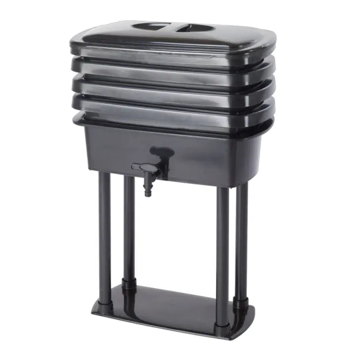 Lombricomposteur Compost‘home 32 litres noir - 4 bacs de 8 litres + robinet - Belli Prix Réduit