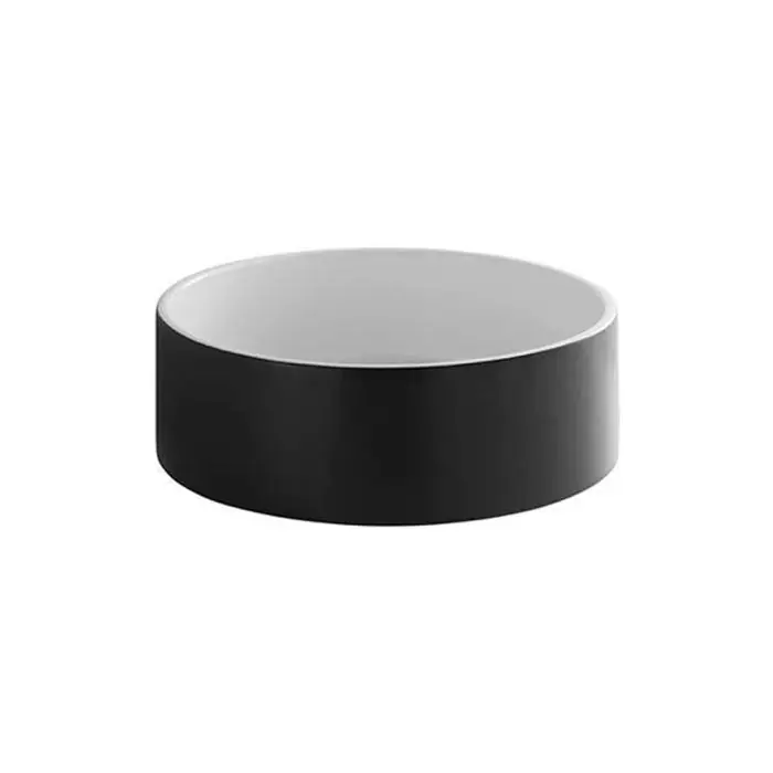 Vasque à poser Round 40, sans percement - Blanc / Noir mat - Sanindusa Expédition Rapide