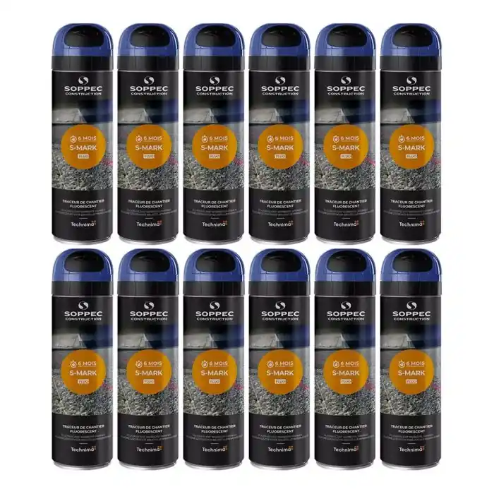 Usine Directe Lot de 12 Bombes à tracer chantiers TP Fluo S MARK – Bleu 500ml