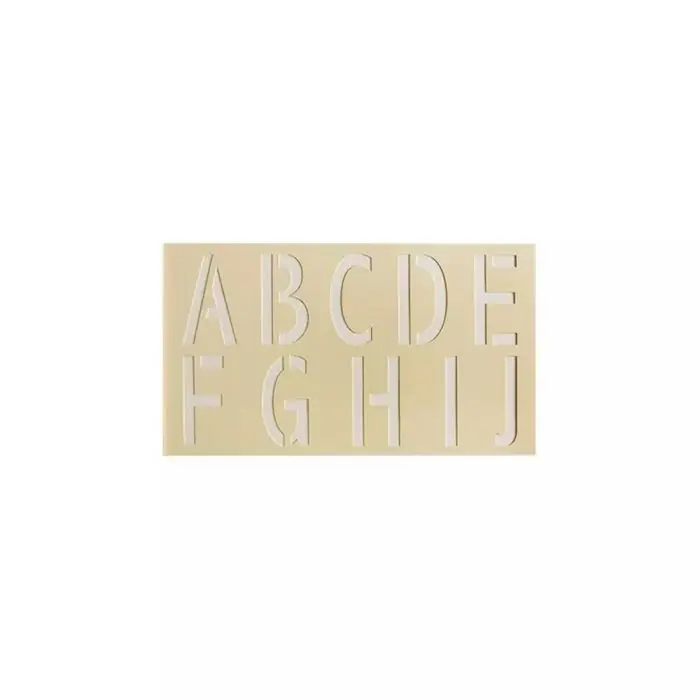 Pochoir de marquage au sol réutilisable semi rigide (PVC 1mm) – Alphabet A à J – 21x14cm Prix Choc