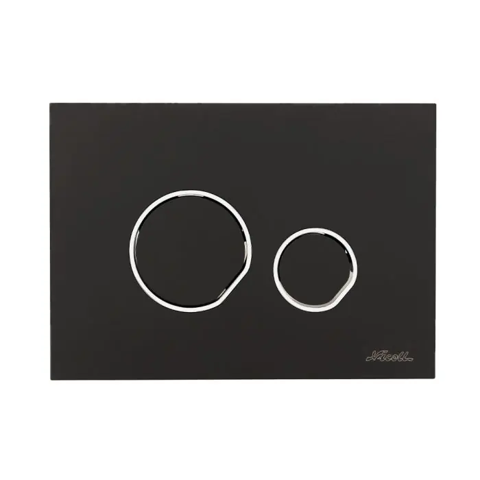 Offre Spéciale Plaque de déclenchement DUO - double débit - Noir satiné, bague chromé brillant - Nicoll