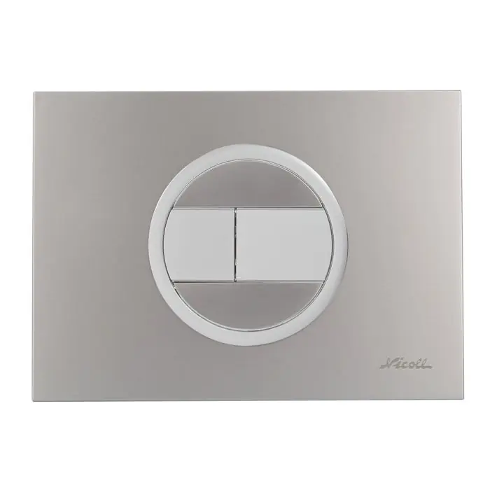 Meilleure Vente Plaque de déclenchement design EVO - bouton rectangulaire - double débit - Satiné, boutons et bague satinée - Nicoll