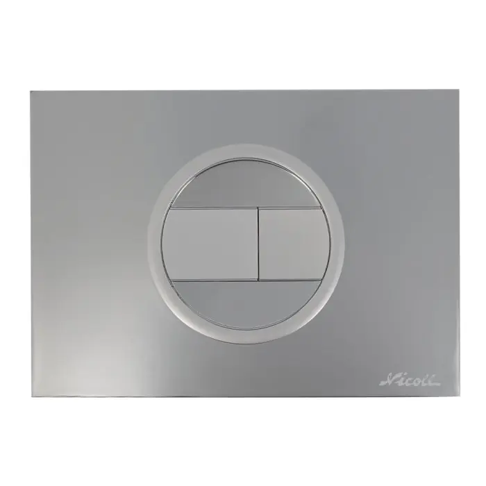 Soldes Plaque de déclenchement design EVO - bouton rectangulaire - double débit - Chromé brillant, boutons et bague satinée - Nicoll