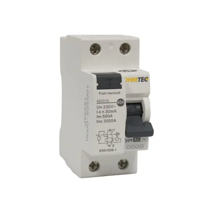 Achetez Aujourd'hui Interrupteur différentiel NF - 1P+N 3kA, 40A type AC - OHMTEC - IICSEN