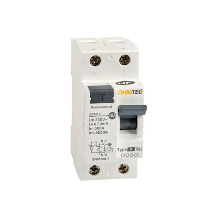 Nouvel Arrivage Interrupteur différentiel NF - 1P+N 3kA, 40A type A - OHMTEC - IICSEN