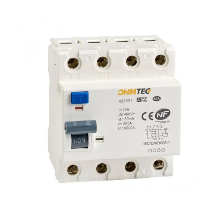 Interrupteur différentiel NF - 3P+N 6kA 40A type A - OHMTEC - IICSEN Haute Qualité