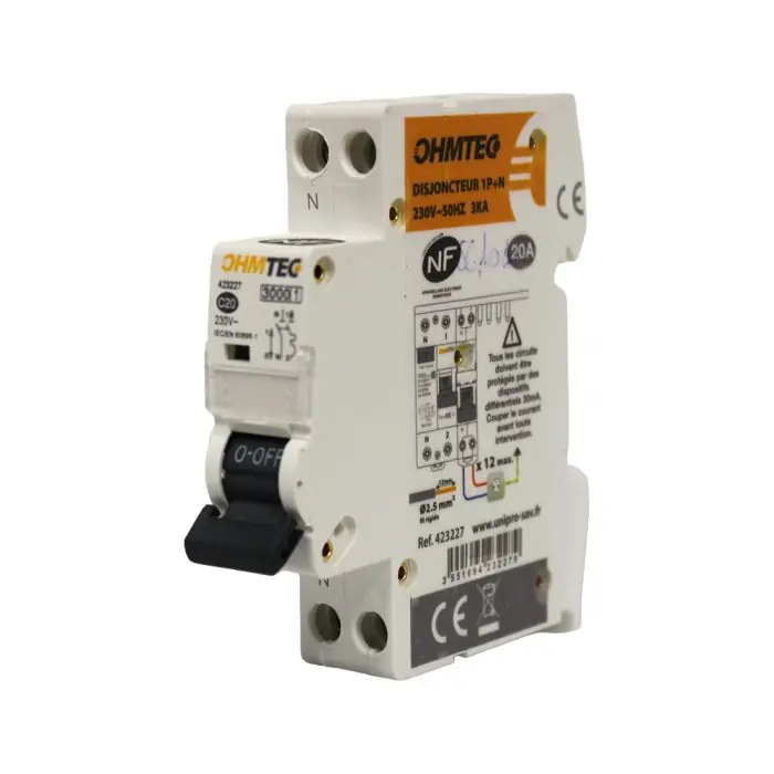 Disjoncteur à vis NF - 1P+N 20A 3kA Courbe C - OHMTEC - IICSEN Bon Marché