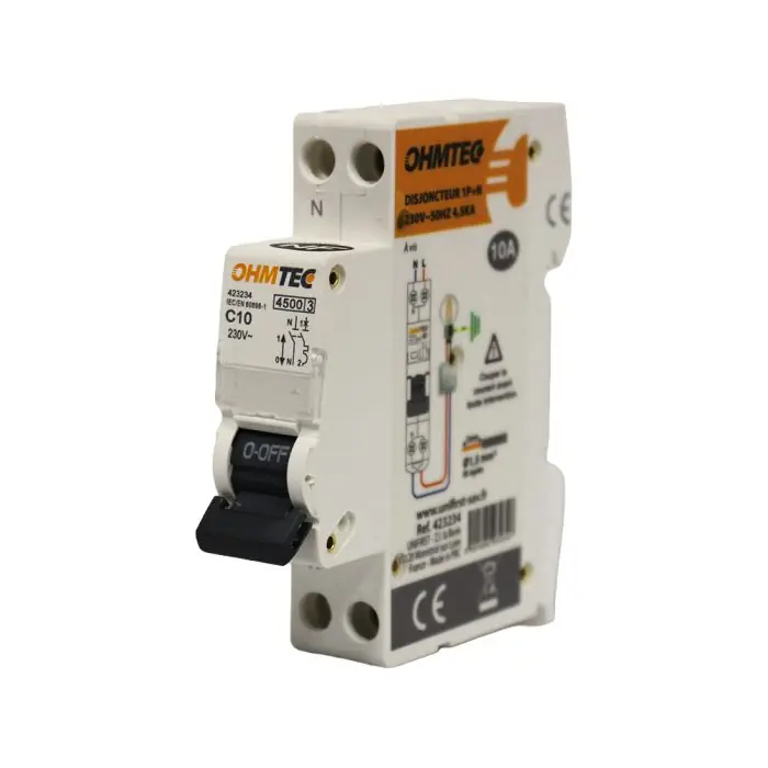 Disjoncteur à vis NF - 1P+N 10A 4,5kA/6kA Courbe C - OHMTEC - IICSEN Prix Promo