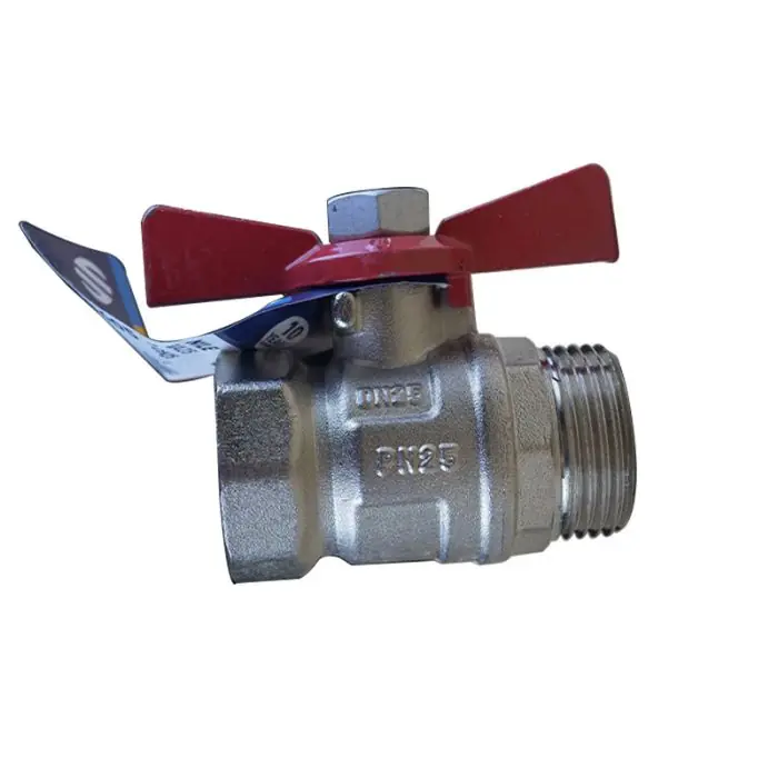 Vanne à sphère PN25 NILE VA25 NI FREE inox ACS Manette Papillon rouge Mâle/Femelle 1" (26/34) - Arco Haute Qualité
