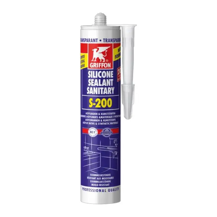 S-200 Mastic silicone sanitaire transparent pour matières en acrylique 300ml - Griffon France Super Prix
