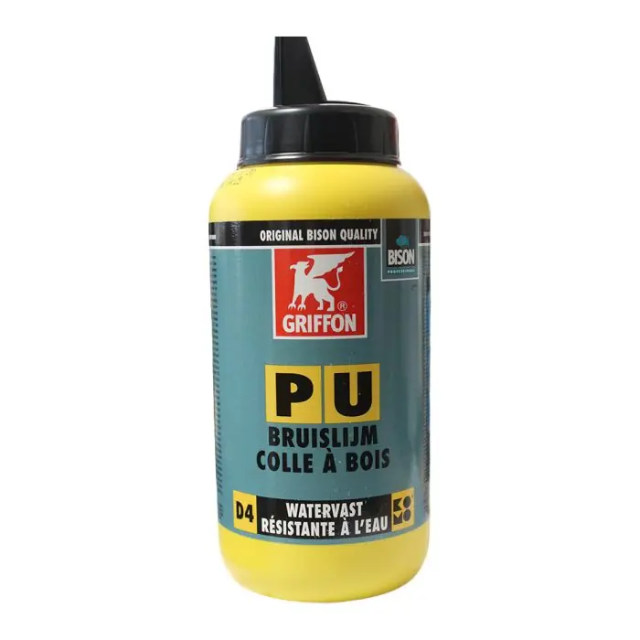 Colle à bois POLYURETHANE Express transparente 750g classe D4 renforcée de fibre - Griffon France Réduction