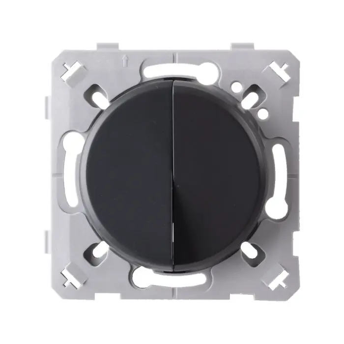 Interrupteur va et vient + poussoir gauche anthracite EPURE NF - Ohmtec - IICSEN Haute Qualité