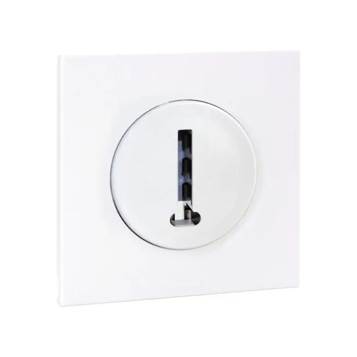 Prise téléphone en T, 8 contacts complet avec griffes et plaque - SQUARE EASY blanc - Eur‘Ohm Nouvel Arrivage