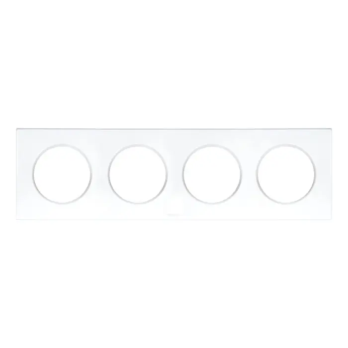 Vente Directe Plaque de finition 4 postes – SQUARE Blanc brillant nacré – Eur‘Ohm