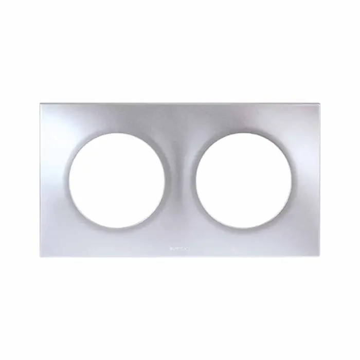 Soldes Plaque de finition 2 postes - SQUARE Silver imitation alu - Eur‘Ohm