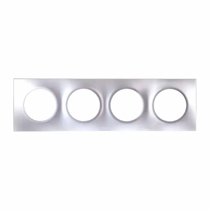 Réduction Plaque de finition 4 postes - SQUARE Silver imitation alu - Eur‘Ohm