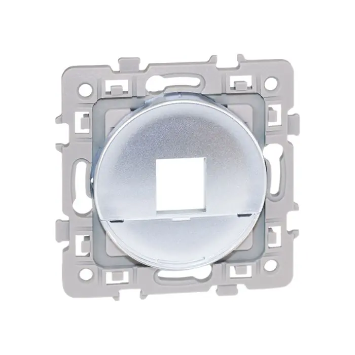 Cadre support pour noyaux RJ45 (noyau non inclus) - SQUARE Silver imitation alu - Eur‘Ohm Must-Have