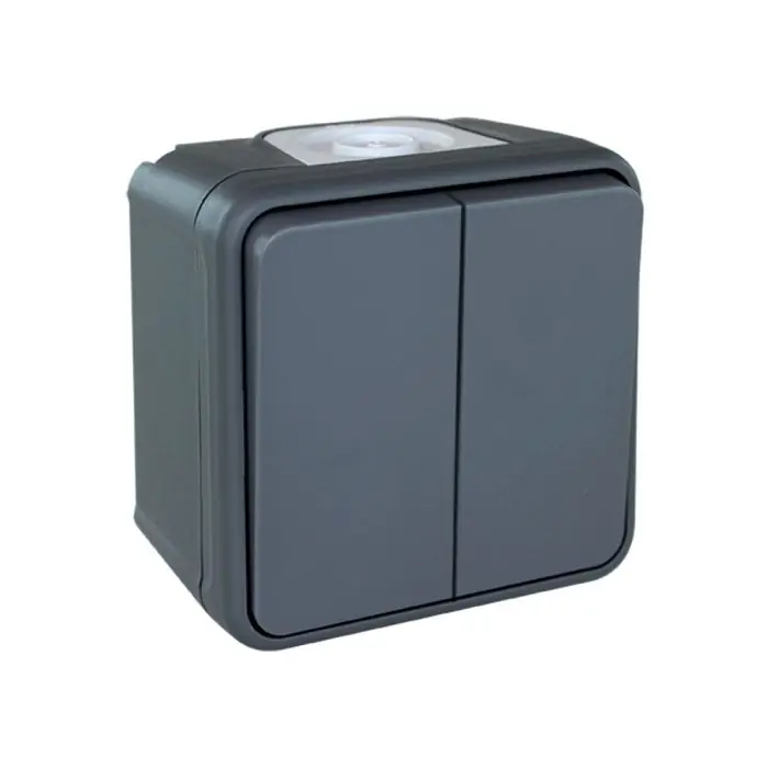Vente Directe Double va et vient complet – étanche IP55 – OXXO Gris – Eur‘Ohm