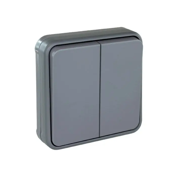 Double va et vient complet encastré - étanche IP55 - OXXO Gris - Eur‘Ohm Certifié