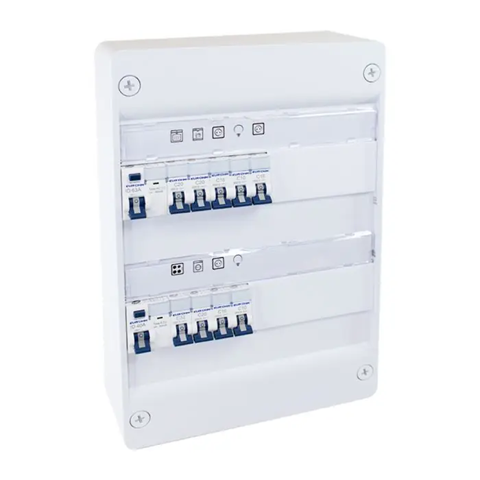 Tableau électrique TOP CHANTIER monté, câblé - 2 rangées - pour logement T1 ou T2 - Eur‘Ohm Authentique