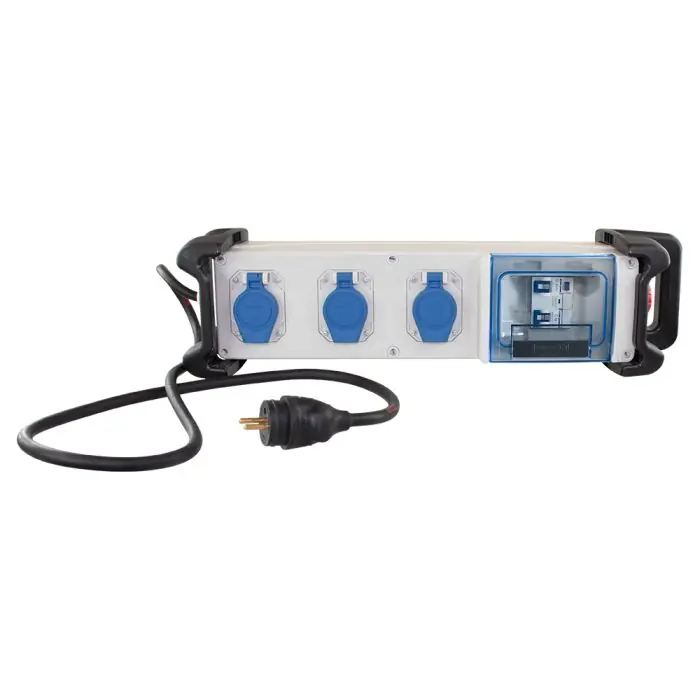 Dernière Chance Coffret de chantier monophasé 3 prises IP55 2P+T, 230V, 16 A avec bumpers - Eur‘Ohm