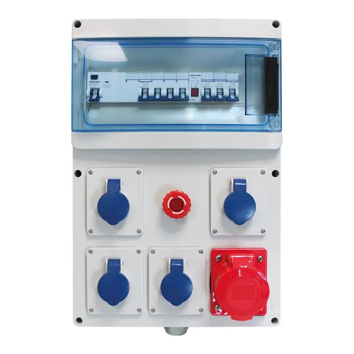 Prix Bas Coffret de chantier triphasé 4 prises IP44 2P+T, 230V, 16A + 1 prise IEC 3P+N+T, 400V, 32A - Eur‘Ohm