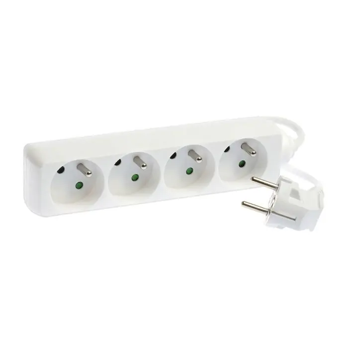 Jusqu'à Épuisement Des Stocks Bloc de 4 prises 2P+T sans interrupteur - câble 3G1,5 mm² - 1,5 m - blanc - Eur‘Ohm